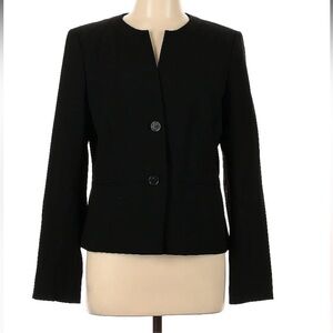 Ann Taylor Collarless Two Button Black Blazer